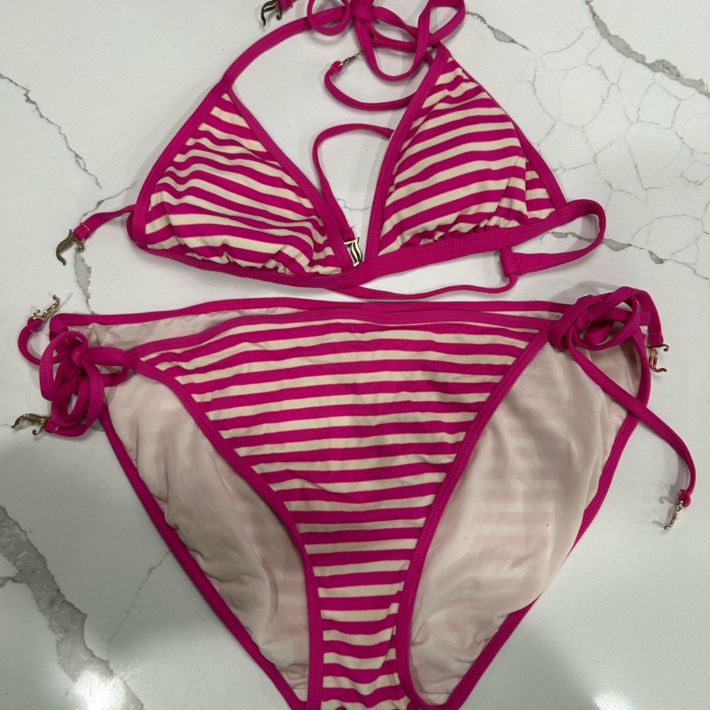 Juicy Couture Pink and White Striped Bikini